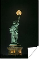 Poster Vrijheidsbeeld - New York - Maan - Nacht - 20x30 cm