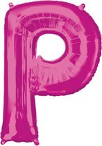 folieballon letter P 60 x 81 cm roze