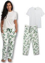Zipster Bamboe Pyjama set - Super Zacht - Wit en Bloemen - Maat L