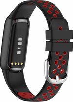 Fitbit Luxe Sport Bandje - Siliconen - Zwart Met Rood - 160-220mm - Wearablebandje - Geschikt voor Sportactiviteiten