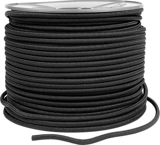 Elastisch koord 6mm zwart trapezekoord - 100 meter op spoel — afbeelding 4