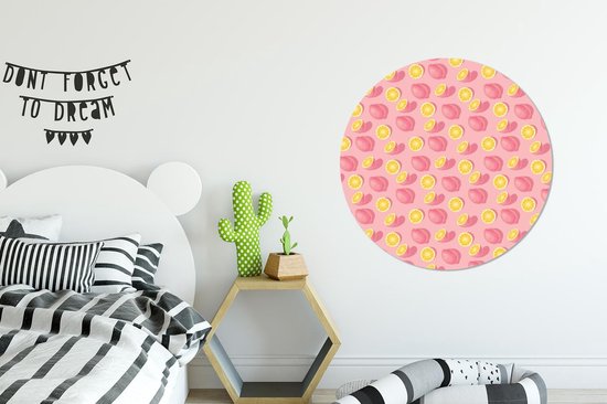 WallCircle - Wall Circle - Wall Circle Indoor - Summer - Citroen - Rose - 90x90 cm - Décoration murale - Peintures Ronds