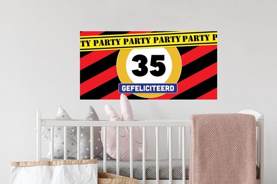 Stickers muraux - Anniversaire - 35 ans - Fête - 80x40 cm - Film adhésif