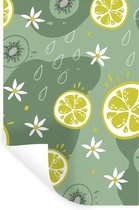 Muurstickers - Sticker Folie - Zomer - Fruit - Bloemen - Druppels - 20x30 cm - Plakfolie - Muurstickers Kinderkamer - Zelfklevend Behang - Zelfklevend behangpapier - Stickerfolie