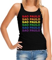 Regenboog Sao Paulo gay pride / parade zwarte tanktop voor dames - LHBT evenement tanktops kleding S