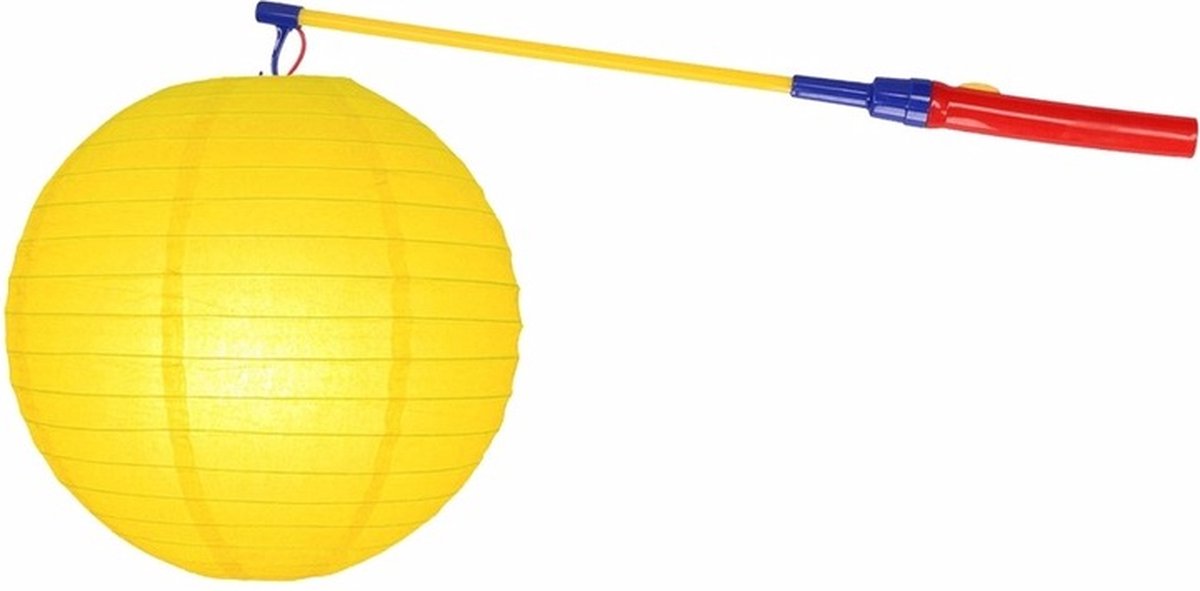 Gele lampion 25 cm met lampionstokje - Sint Maarten lampionnen