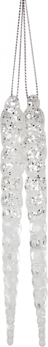 Peha Kersthanger Ijspegel Glitters 14 Cm Zilver 2 Stuks