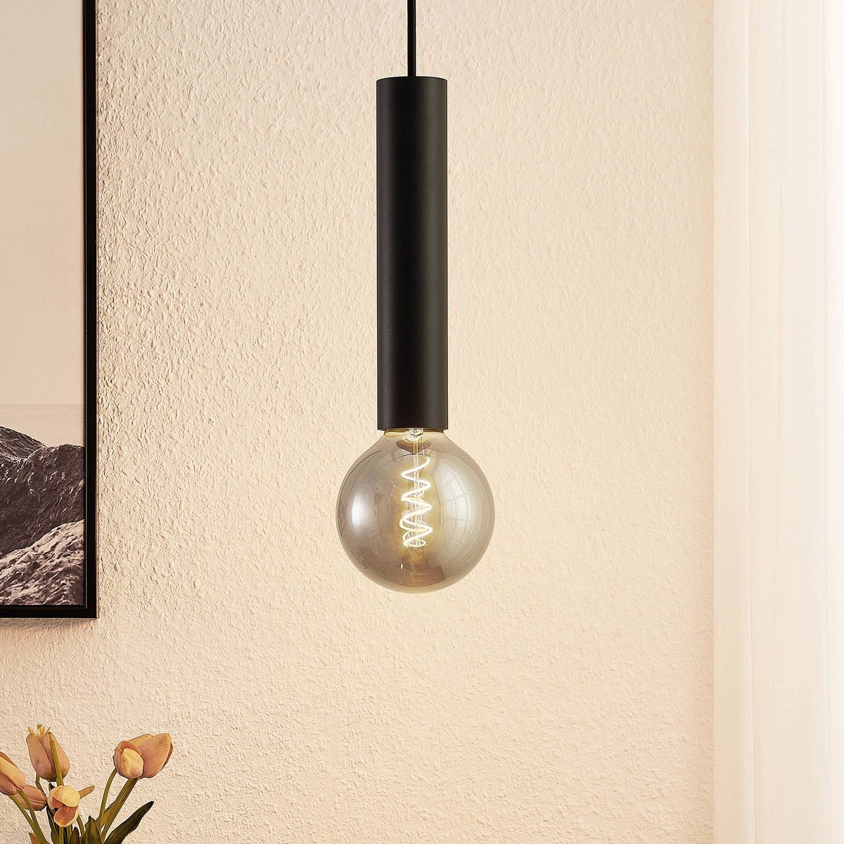 Arcchio - hanglamp - 1licht - aluminium - H: 27 cm - E27 - zwart