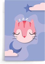 Poster Kinderkamer zonder lijst - Poster Babykamer - Jongen en Meisje - Wanddecoratie - Kinderposters - Cadeau - Sleeping Cat - 40 x 60 cm