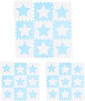Relaxdays 27x speelmat foam sterren - puzzelmat - speelkleed - vloermat schuim - blauw-wit