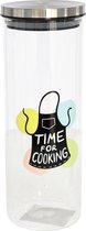 Gerimport Voorraadpot Time For Cooking 1650 Ml Transparant
