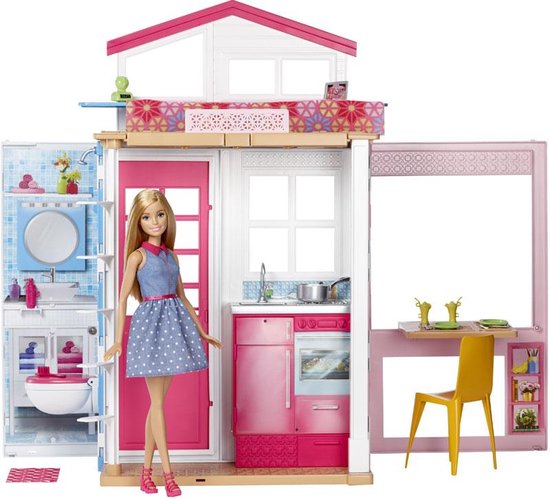 Barbie maison à 2 étages et poupée
