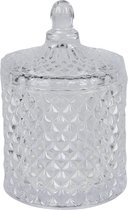 Clayre & Eef Bonbonniere met deksel Ø 8*13 cm Transparant Glas Rond Bonbonschaaltje Bonbonniere Kristal Decoratie Schaal