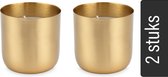 vtwonen - Kaarsen - Set van 2 - Metaal - Goud - 9x9cm