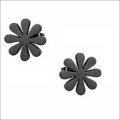 Aramat jewels ® - Zweerknopjes oorbellen zwart bloem zweerknopjes chirurgisch staal 10mm