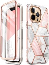 Cosmo 360 Backcase avec screenprotector compatible avec iPhone 13 Pro  -  Marbre Blanc