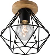 Olucia Jochem - Industriële Plafondlamp - Hout/Metaal - Bruin;Zwart - Overig - 21 cm