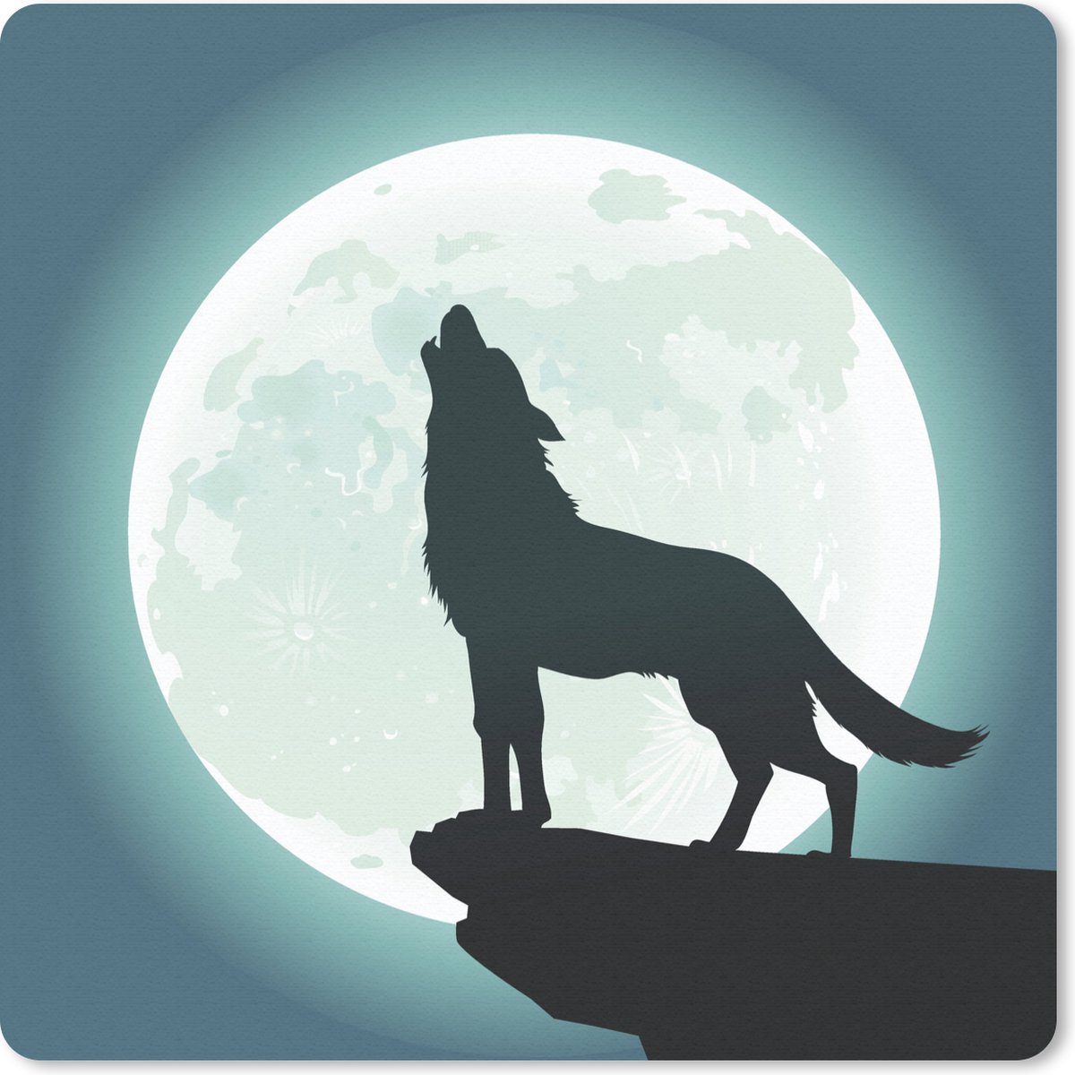 Muismat 30x30 cm - Mousepad Wolf - Maan - Steen - Muismatten