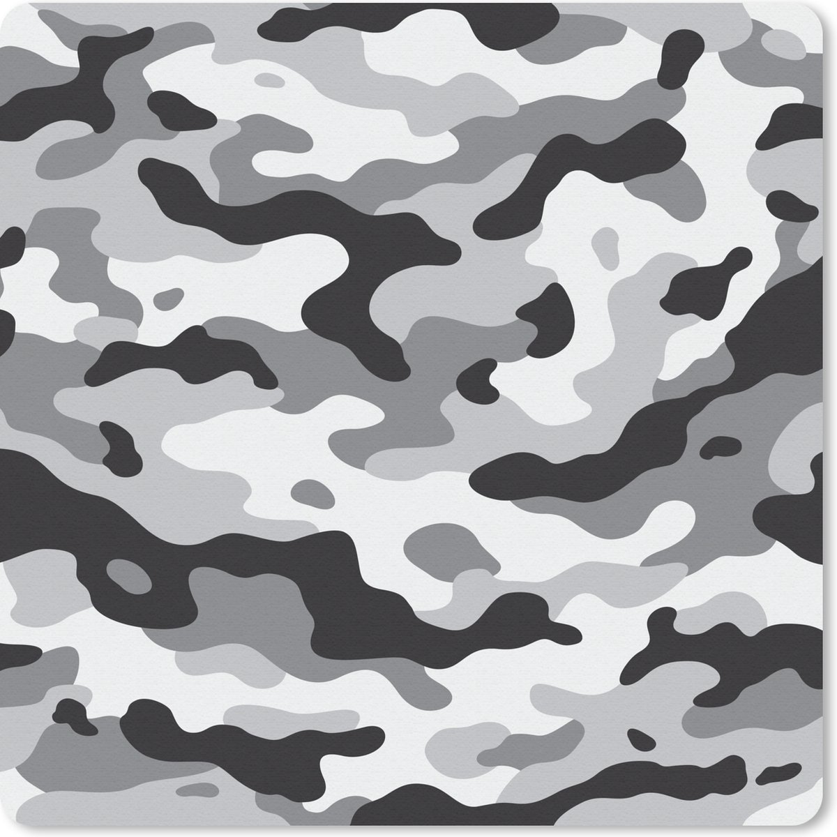 Muismat 30x30 cm - Mousepad Zwart-wit camouflage patroon - Muismatten
