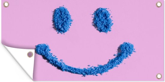 Tuinposter Glimlachende smiley gemaakt van poeder - 60x30 cm - Tuindoek - Buitenposter