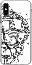 Geschikt voor iPhone X hoesje - Een illustratie van een voetbal die het doel ingeschoten is - Jongens - Meiden - Kinderen - Siliconen Telefoonhoesje
