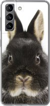 Geschikt voor Samsung Galaxy S21 hoesje - Konijn - Huisdieren - Vacht - Siliconen Telefoonhoesje