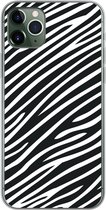 Geschikt voor iPhone 11 Pro Max hoesje - Dierenprint - Zebra - Zwart - Siliconen Telefoonhoesje