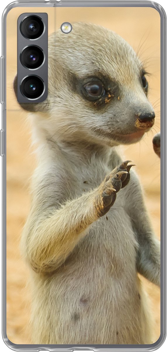 Telefoonhoesje Geschikt voor Samsung Galaxy S21 hoesje - Stokstaartjes - Bruin - Dier - Siliconen Telefoonhoesje Telefoonhoesje