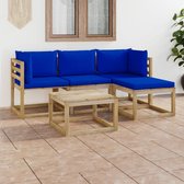 Decoways - 5-delige Loungeset met blauwe kussens