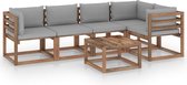 Decoways - 6-delige Loungeset pallet met kussens geïmpregneerd grenenhout