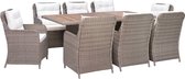 Decoways - 9-delige Tuinset met kussens poly rattan bruin