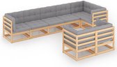 Decoways - 8-delige Loungeset met kussens massief grenenhout