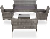 Decoways - 5-delige Loungeset met kussens poly rattan grijs