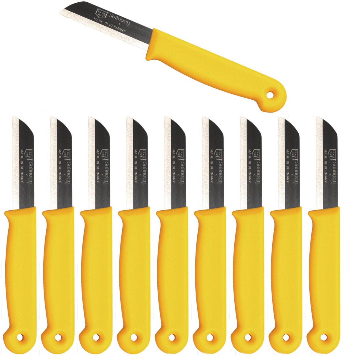 Solingen Schilmesje Duits - Geel - RVS 16 cm. met beschermhoes - 10 stuks