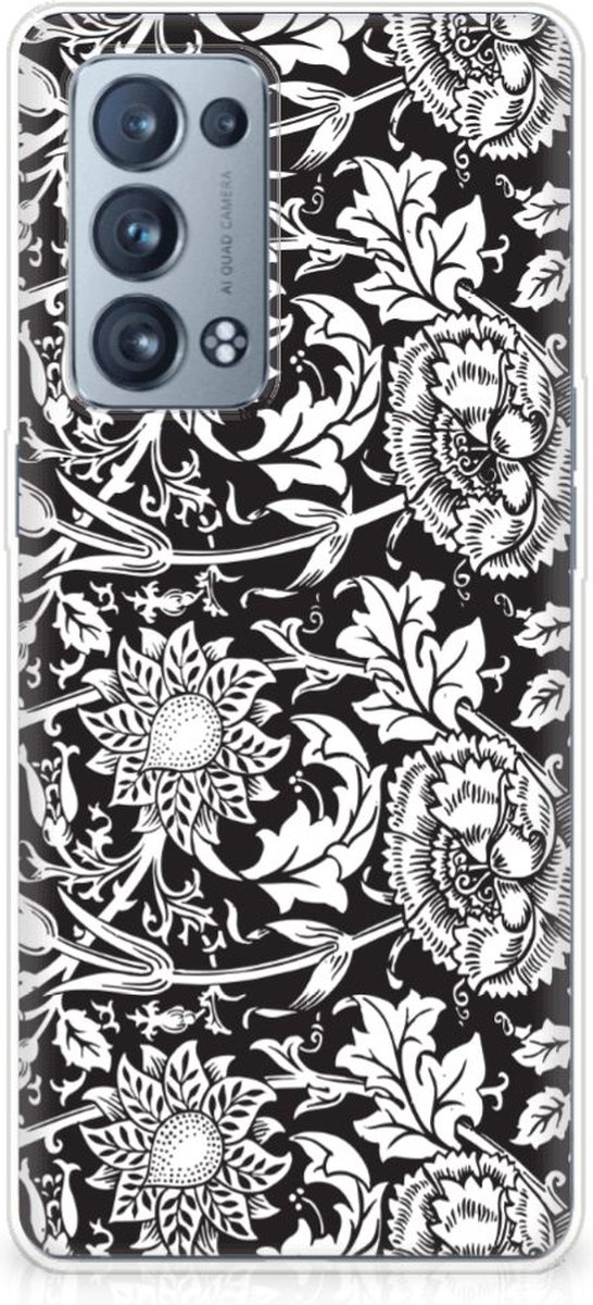 OPPO Reno 6 Pro Plus 5G TPU Case Black Flowers