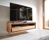 Tv-meubel Stonegrace acacia natuur 120 cm 1 legplank 1 lade zwevend Tv-meubel in steenfineer