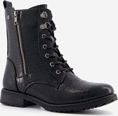 Blue Box dames croco veterboots - Zwart - Maat 38