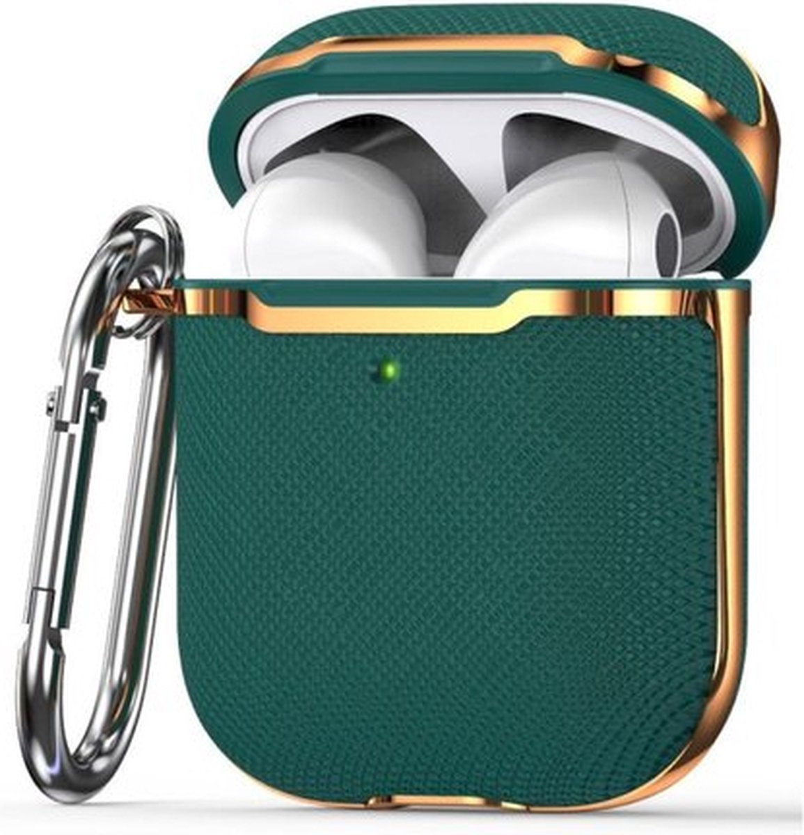 AirPods hoesjes van By Qubix AirPods 1/2 hoesje - Hardcase - Plated series - Groen + Goud Airpods Case Hoesje voor Airpods Airpods 1 Airpods 2 Hoes