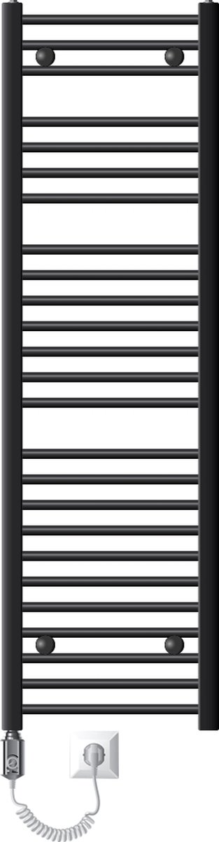 Elektrische badkamerradiator met verwarmingselement 1200W 400x1500 mm antraciet recht met zijaansluiting LuxeBath