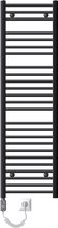 Bol.com Elektrische badkamerradiator met verwarmingselement 1200W 400x1500 mm antraciet recht met zijaansluiting LuxeBath aanbieding