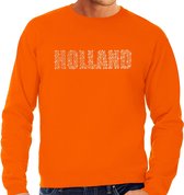Glitter Holland sweater oranje met steentjes/rhinestones voor heren - Oranje fan shirts - Holland / Nederland supporter - EK/ WK trui / outfit XL