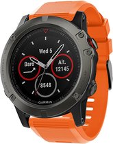 Siliconen sport bandje geschikt voor Garmin Fenix 5x - Plus & Sapphire - Fenix 6x - Pro & Sapphire - Garmin Fenix 7x - Solar & Sapphire - Quickfit 26 / 26mm band voor Garmin smartwatches - Horlogebandje - Polsband - oranje
