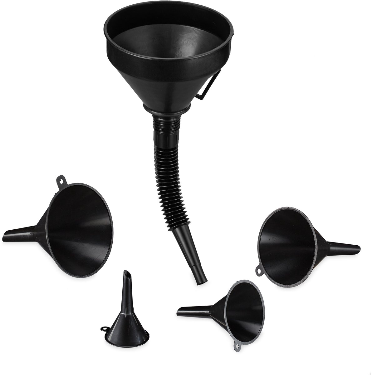 trechter set - 5 groottes - universeel - slang en zeef - olietrechter