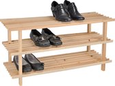 Houten schoenenrek/schoenenstandaard 3-laags 74 x 26 x 48 cm - Schoenen opbergen