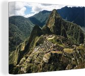 Canvas Schilderij Peru - Berg - Machu Picchu - 120x90 cm - Wanddecoratie