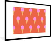 Cadre photo avec affiche - Glace - Motifs - Rose - Rouge - 120x80 cm - Cadre pour affiche