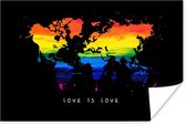 Poster Wereldkaart - Pride - Liefde - 30x20 cm