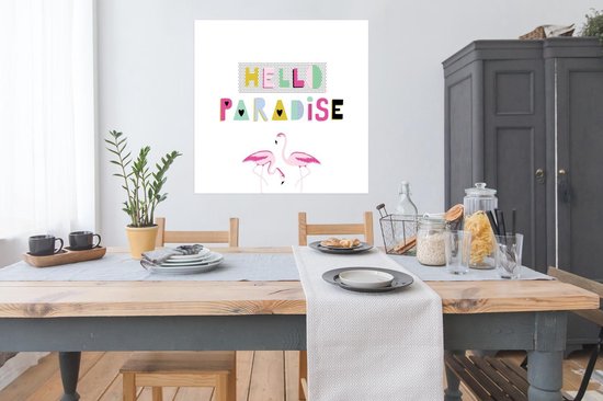 Affiche Flamingo - Été - Rose - 100x100 cm XXL