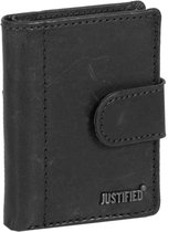 Justified Bags® Burned Leather Creditcard Holder Coinpocket+ Box Black
