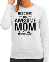 This is what an awesome mom looks like cadeau sweater grijs - dames - Moederdag / cadeau trui XS